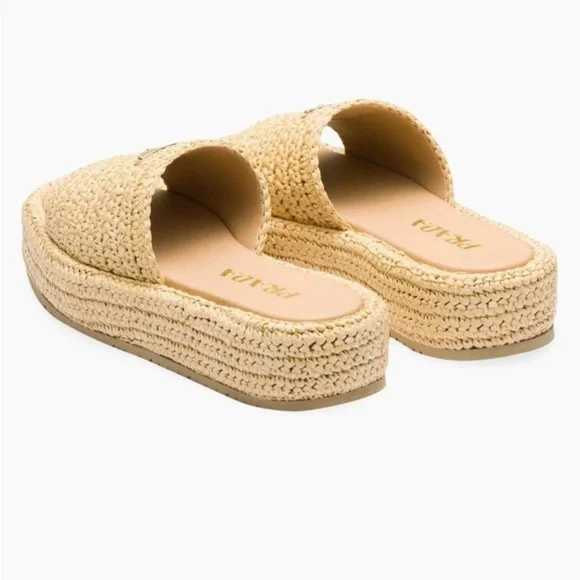 Prada Crochet Flatform Slides Sz 35 Beige Nude Brand New in Box with Receipt - Picture 2 of 16